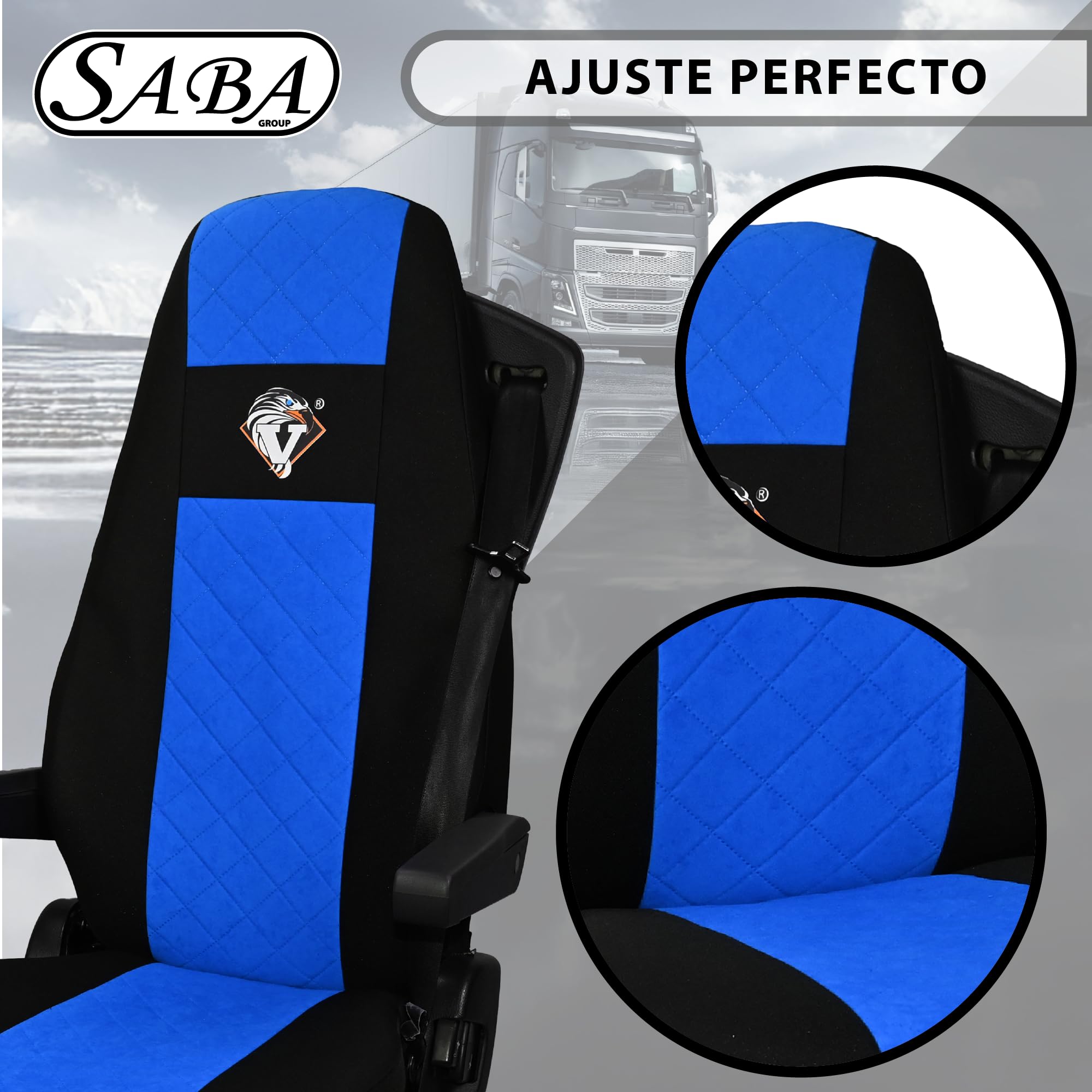 SABA Funda de Asiento para Volvo FH4 ​​con 1 cinturón de Seguridad Azul Accesorios de protección para Asientos de Camiones