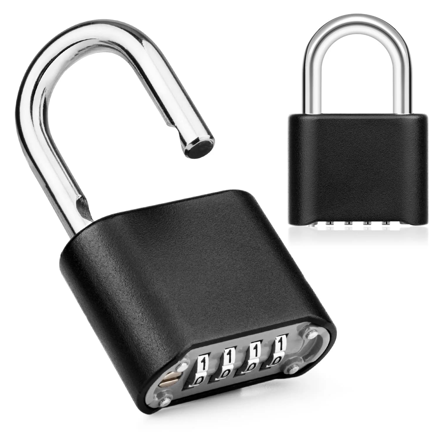 Store2508 Set-Your-Own Combination Padlock, Solid Zinc Alloy (Black1)
