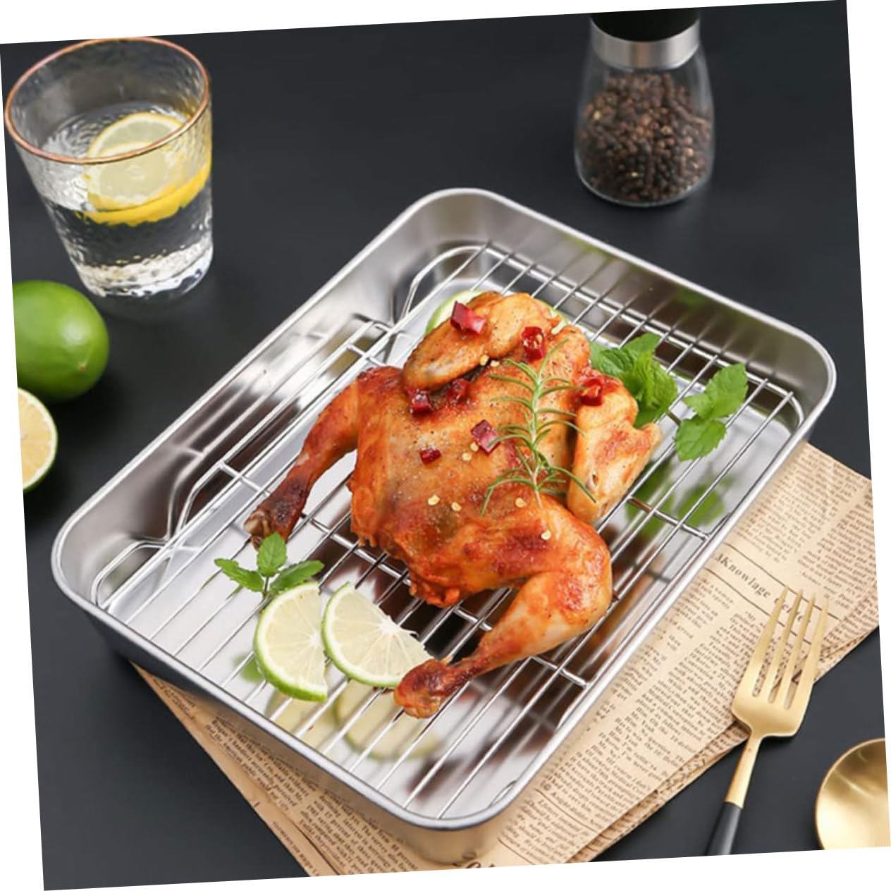Gatuida 2juegos Bandejas Para Hornear Con Rejilla Para Enfriar Bandejas De Acero Inoxidable Para Hornear Pan Para Con Rejilla Para Cocinar El Horno