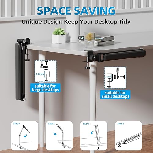 Miniatura 3 de Space Saving LED Desk Lamps, Touch Adjustment 10 Color Temperatures &10 Brightness Eye-Caring Modes, Swing Arm Desk Light with Clamp,Lamp for Home