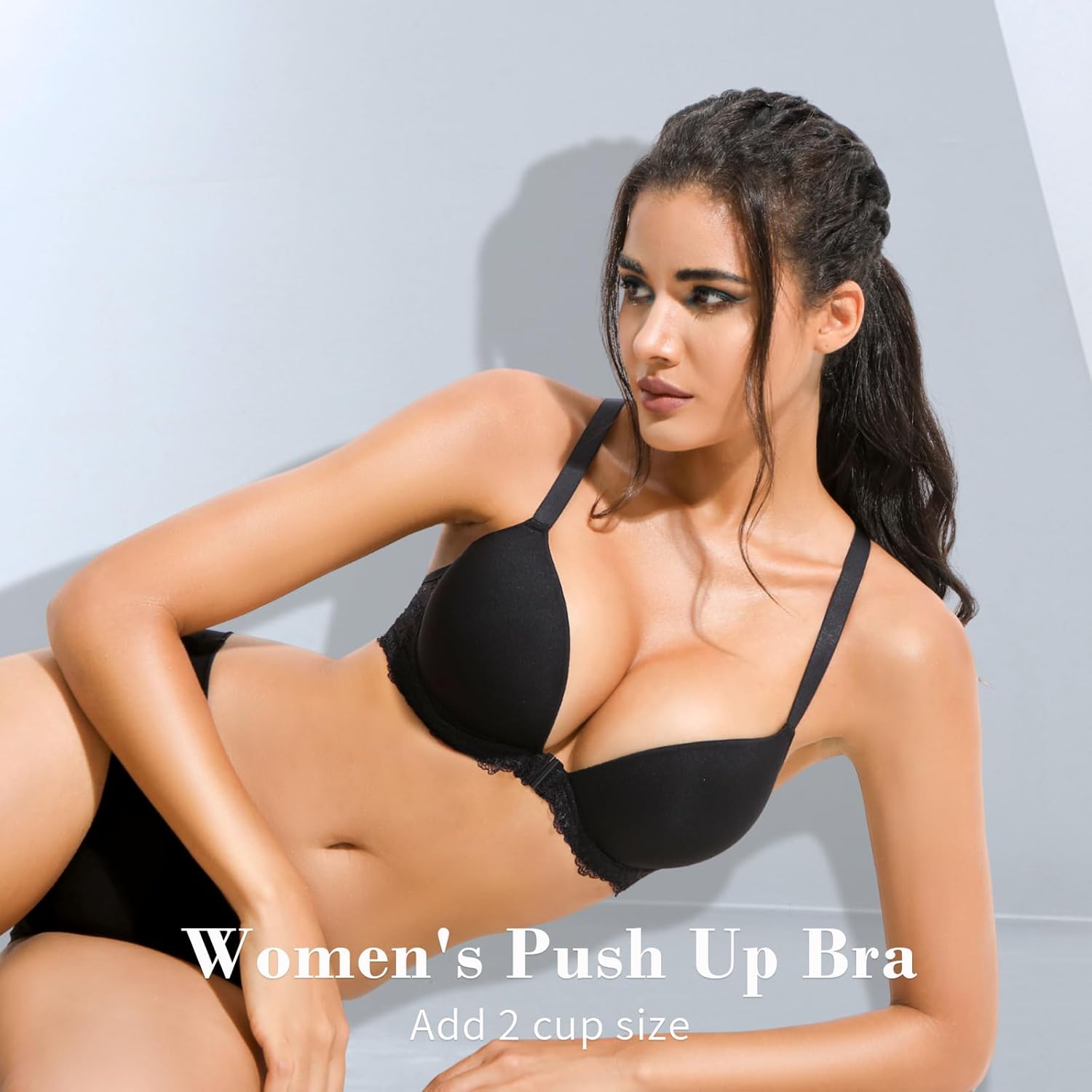 Women's Push Up Bra Racerback Front Closure Bras Padded Underwire Add 2 Cups - Image 5