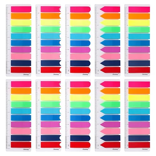 2000pcs Neon Page Markers Sticky Tabs, 10 Bright Colors &