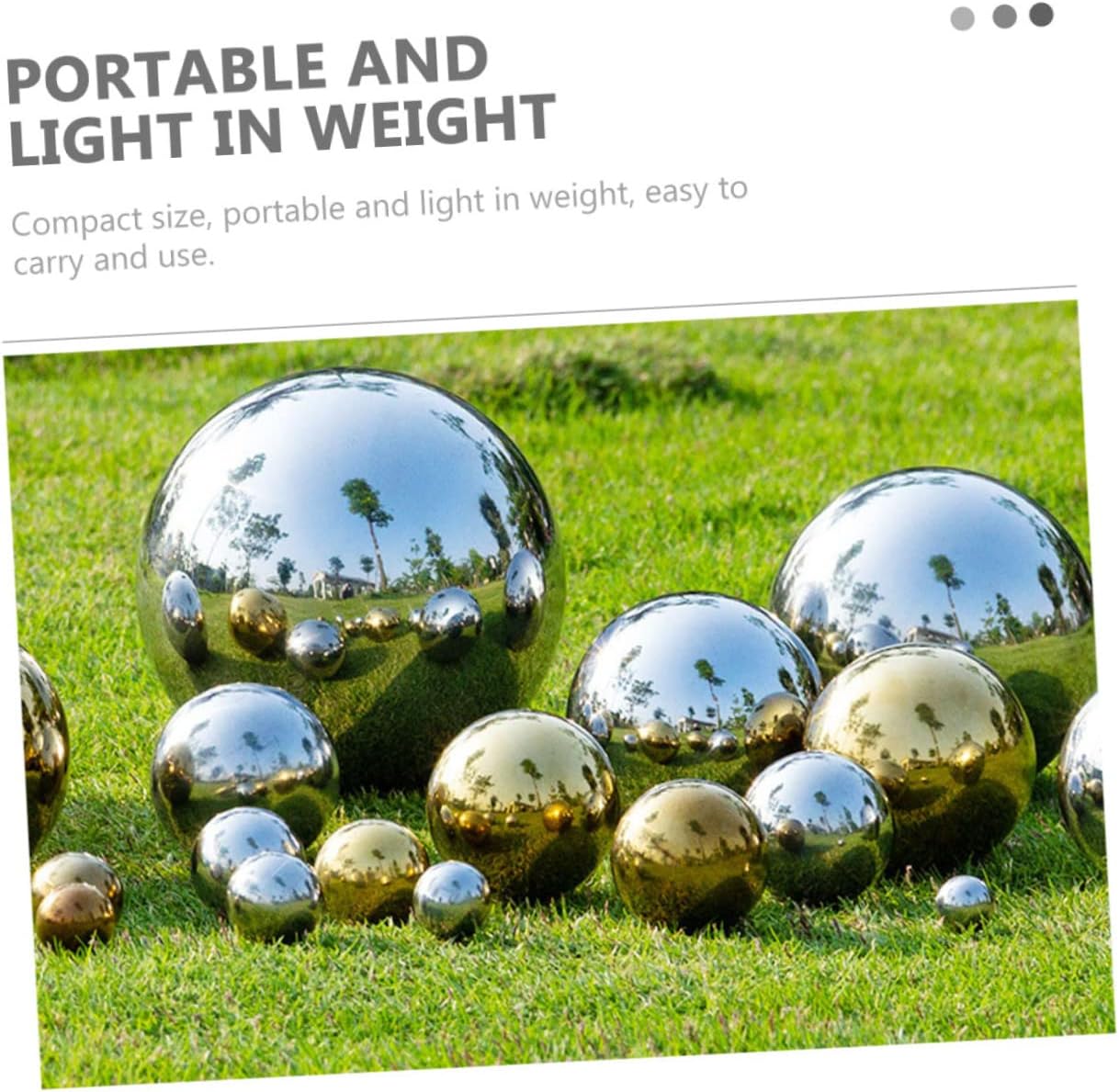 DULAI 8pcs Gazing Globe Polished Mirror Sphere Outdoor Ornaments Polished Shiny Sphere Stainless Gazing Ball Gold Trim Outdoor Reflective Ball Stainless Steel Hollow Polishing Ball