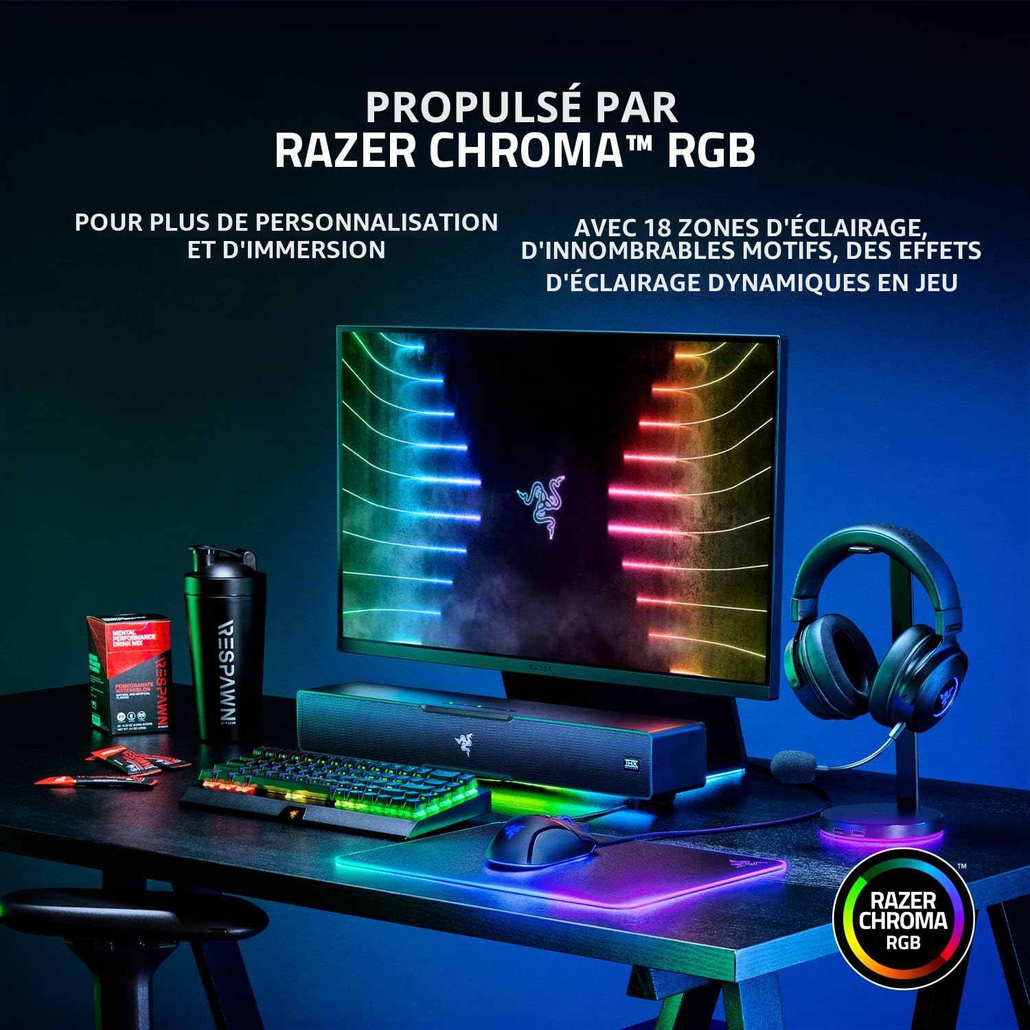 Razer Leviathan V2 : Barre de Son pour PC de Gaming Multi-Driver avec Subwoofer - THX Spatial Audio - Design Compact - Chroma RGB - Bluetooth 5.2 - pour Ordinateur de Bureau/Portable, Smartphones
