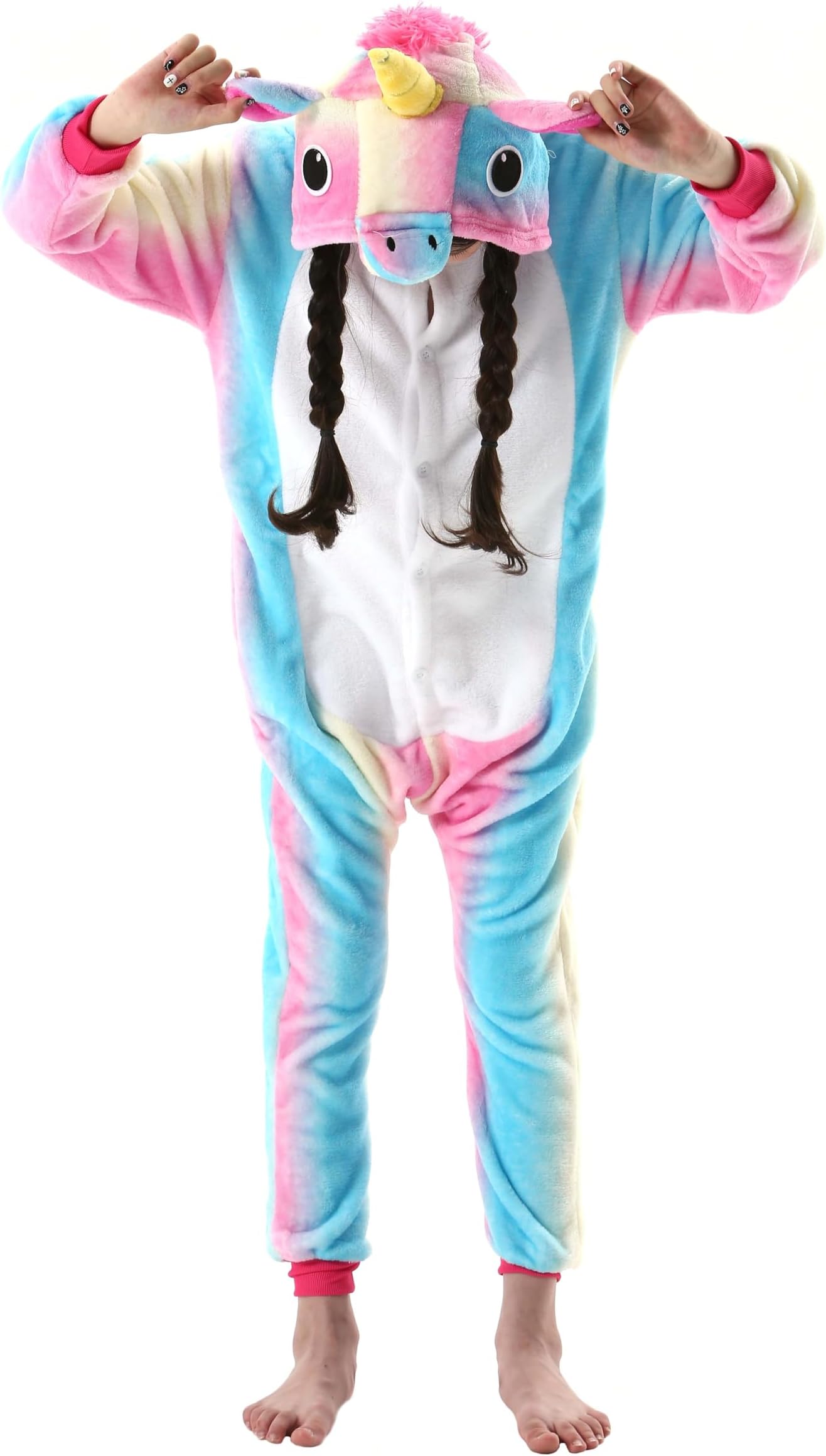 Kids Animal Pajamas, Boy Girls Unicorn Cosplay Costume Sleepwear, One-Piece Unisex Homewear 3-11Y