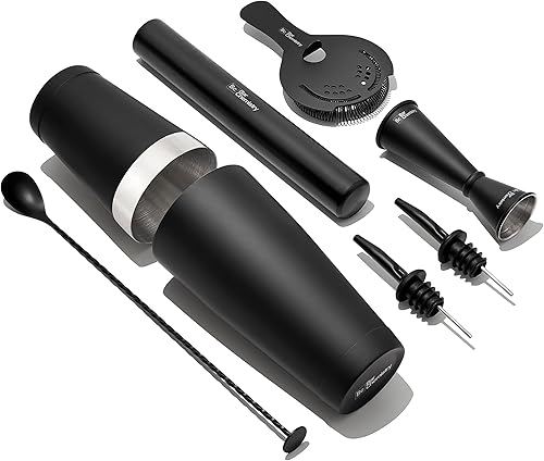 Kit de mezclología profesional de bartending Taza coctelera, colador, jigger, cuchara de bar Juego de bar con todos los accesorios para barman en