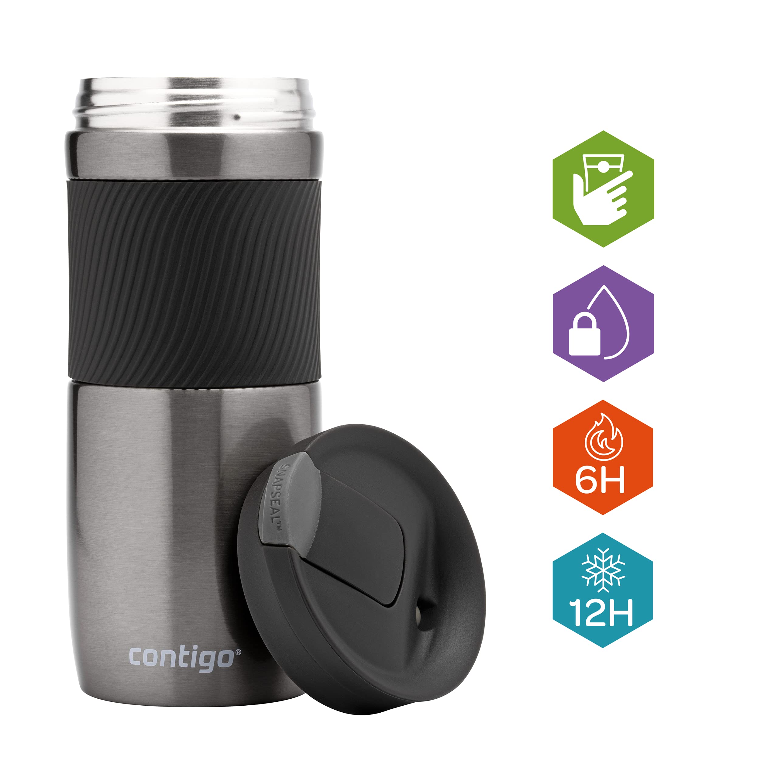 Contigo Mug Isotherme Byron Snapseal, 720ml, Mug de Voyage en Inox Isotherme, Travel Mug, Gobelet Cafe & filtre à thé pour tous les mugs isothermes West Loop, infuseur à thé en
