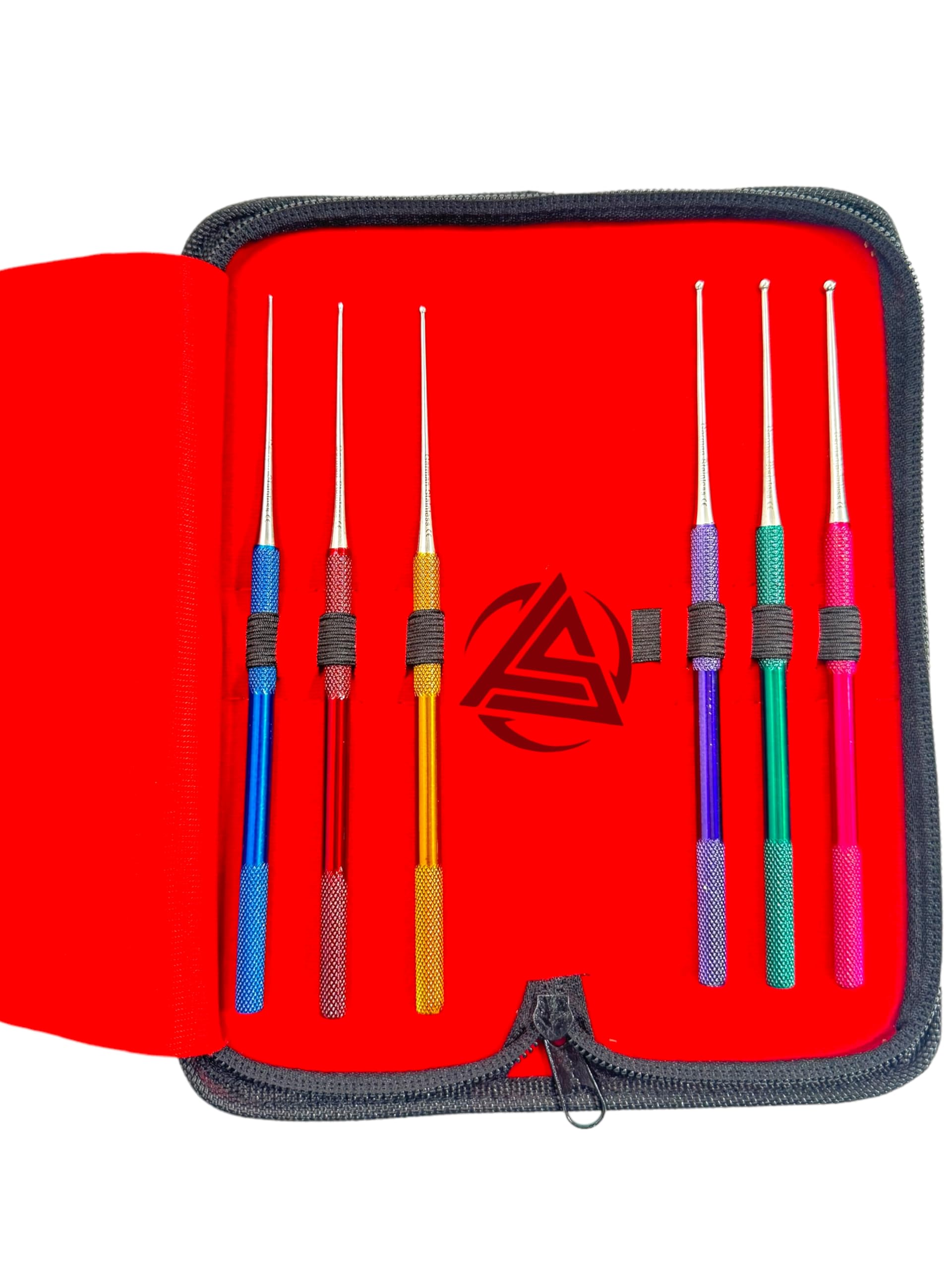 Snake Probes Kit - 6 Pieces - Ball Tip, Color-Coded Knurled Handles, Gender Detection Snake Probing Tools - Veterinary German Stainless Steel Instruments
