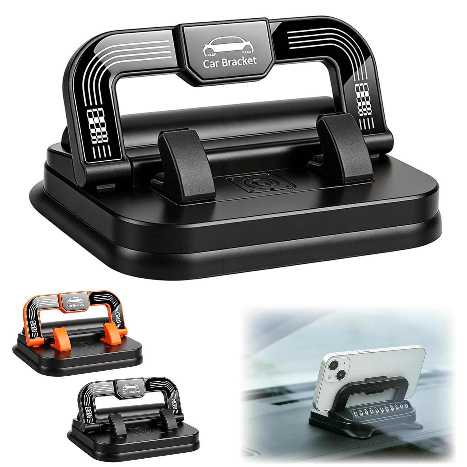 Car Phone Holder 360 Degree Rotation Car Navigation Dashboard Mount Adjustable Horizontal and Vertical Screen Adjustment Angle Suction