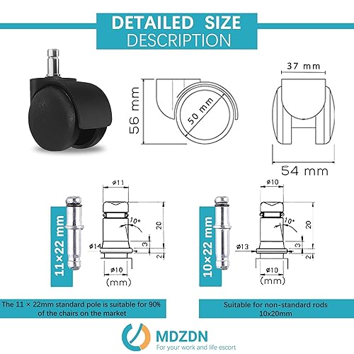 Miniatura 5 de Reemplazo de rueda para silla de oficina, ruedas giratorias de hoja enrollable, ruedas para silla de oficina de 2 pulgadas, repuesto resistente,