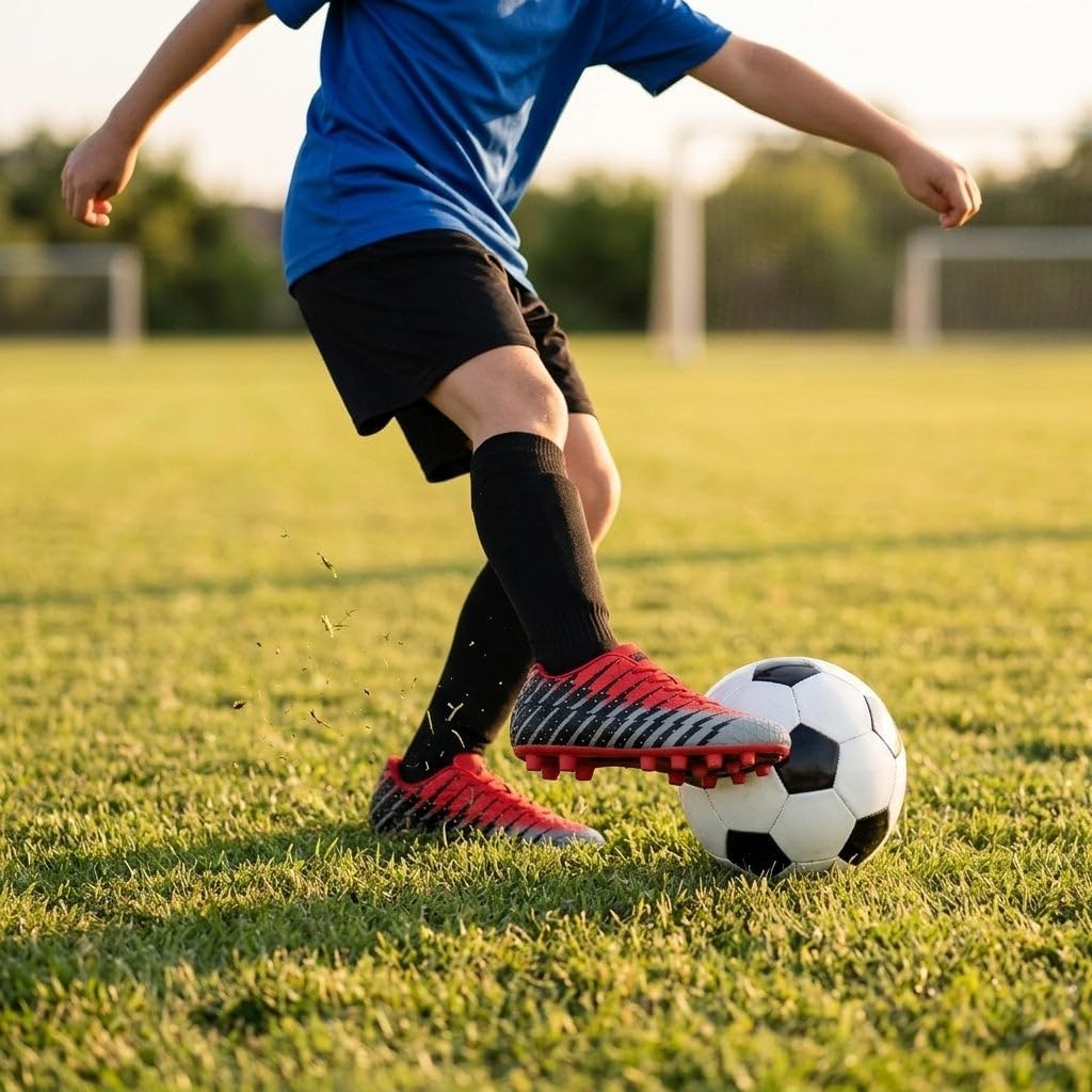 Vizari Bolt Firm Ground Youth Soccer Cleats for Boys and Girls | Textured Synthetic Leather Upper Kids Football Cleats with Polyurethane Sole for Comfort and Traction