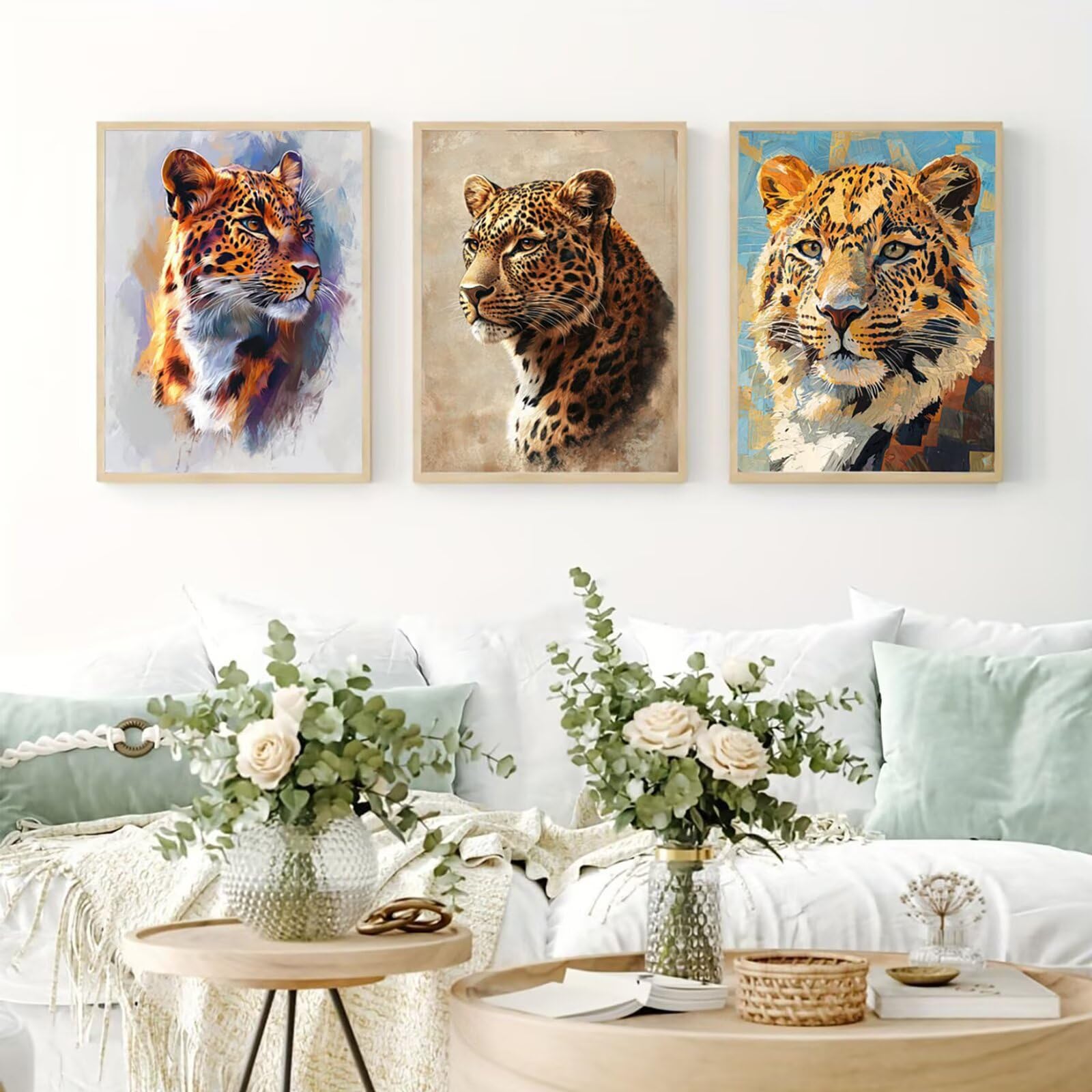 Generico Cnyaunfi 3 Pezzi Animali Pittura Diamante Fai-Da-Te, 5D Beige Diamond Painting Kit Completo per Hobby Creativi Adulti, Per La Decorazione Della Parete Di Casa 70x90cm YF-3209
