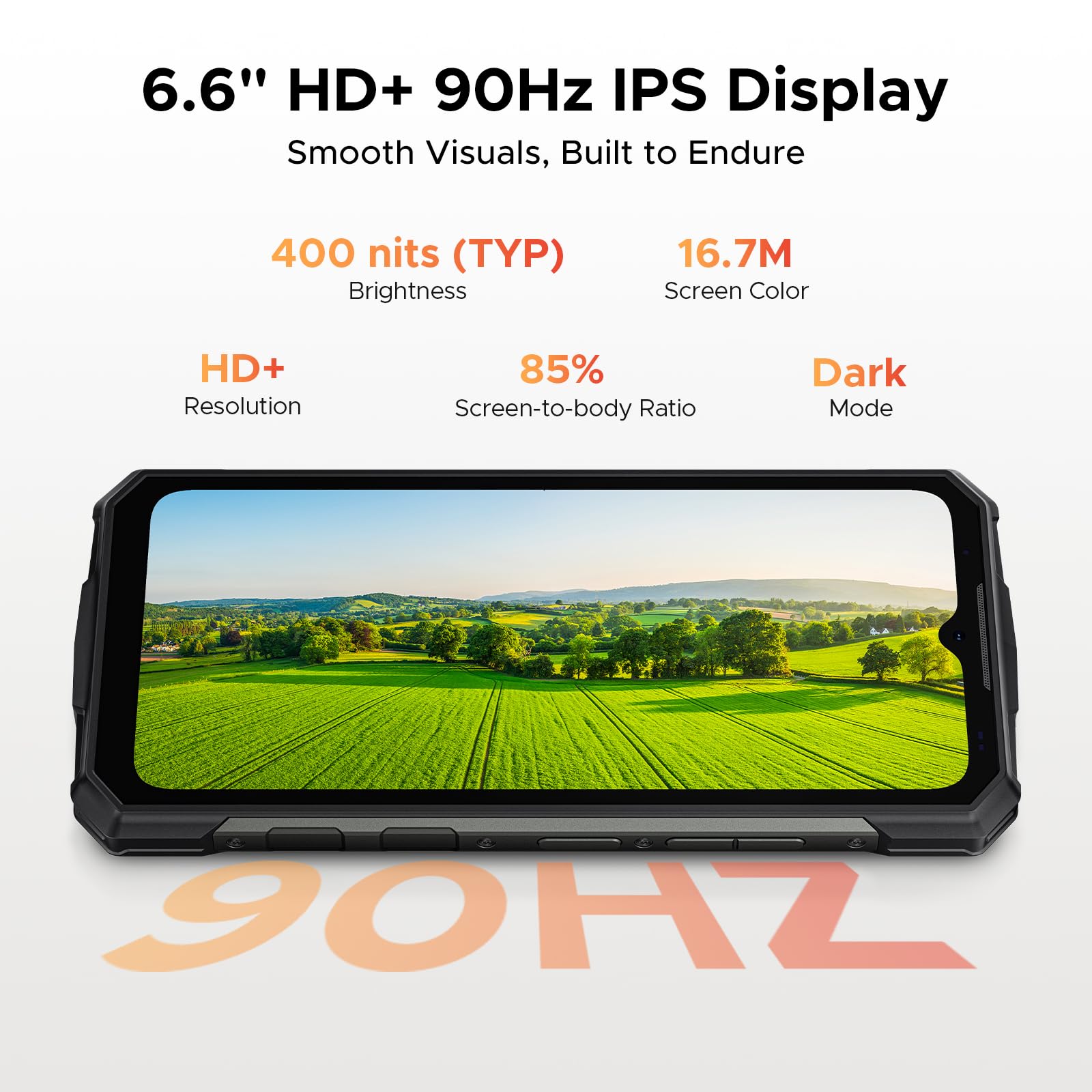 Fire 7 5G Android 15 Outdoor Mobile Phone Without Contract 13000 mAh Dimensity 6300 256GB + 16GB Outdoor Smartphone 64MP, 6.6 Inch IPS Display, 3 Cards Dual 5G SIM/IP68/GPS/Fingerprint/NFC/OTG