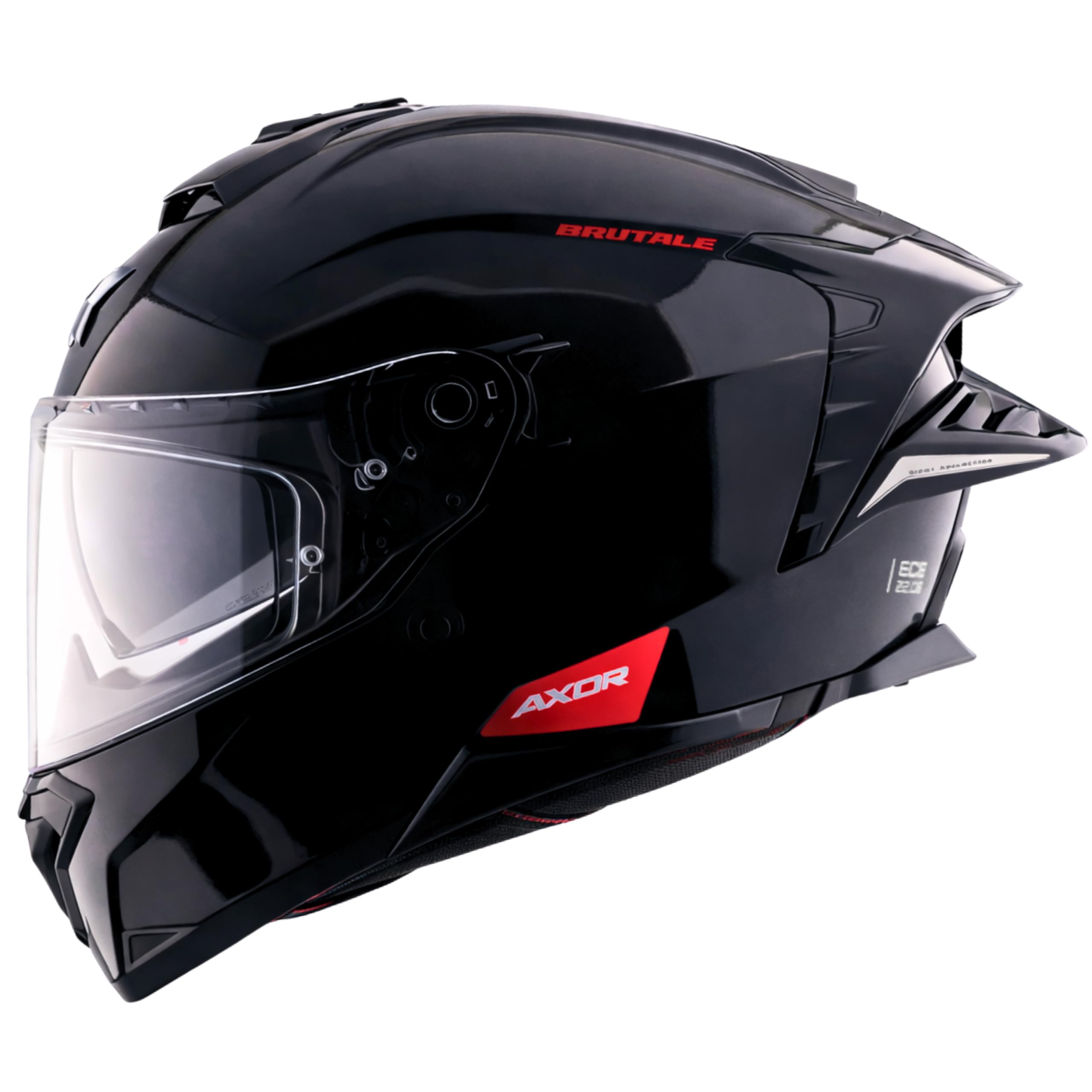 Brutale Solid Colors Dual Spoiler Helmet – Aerodynamic Full Face Design | Triple Certified (ISI, DOT, ECE) | Premium Safety & Comfort- Black, Size:S-image-36