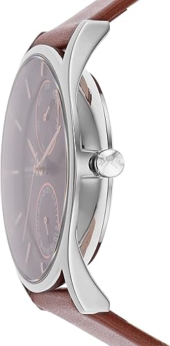 Vista 2 de Skagen Holst - Reloj de cuarzo de acero inoxidable para hombre estilo casual, SKW6086., talla única , Cuero marrón