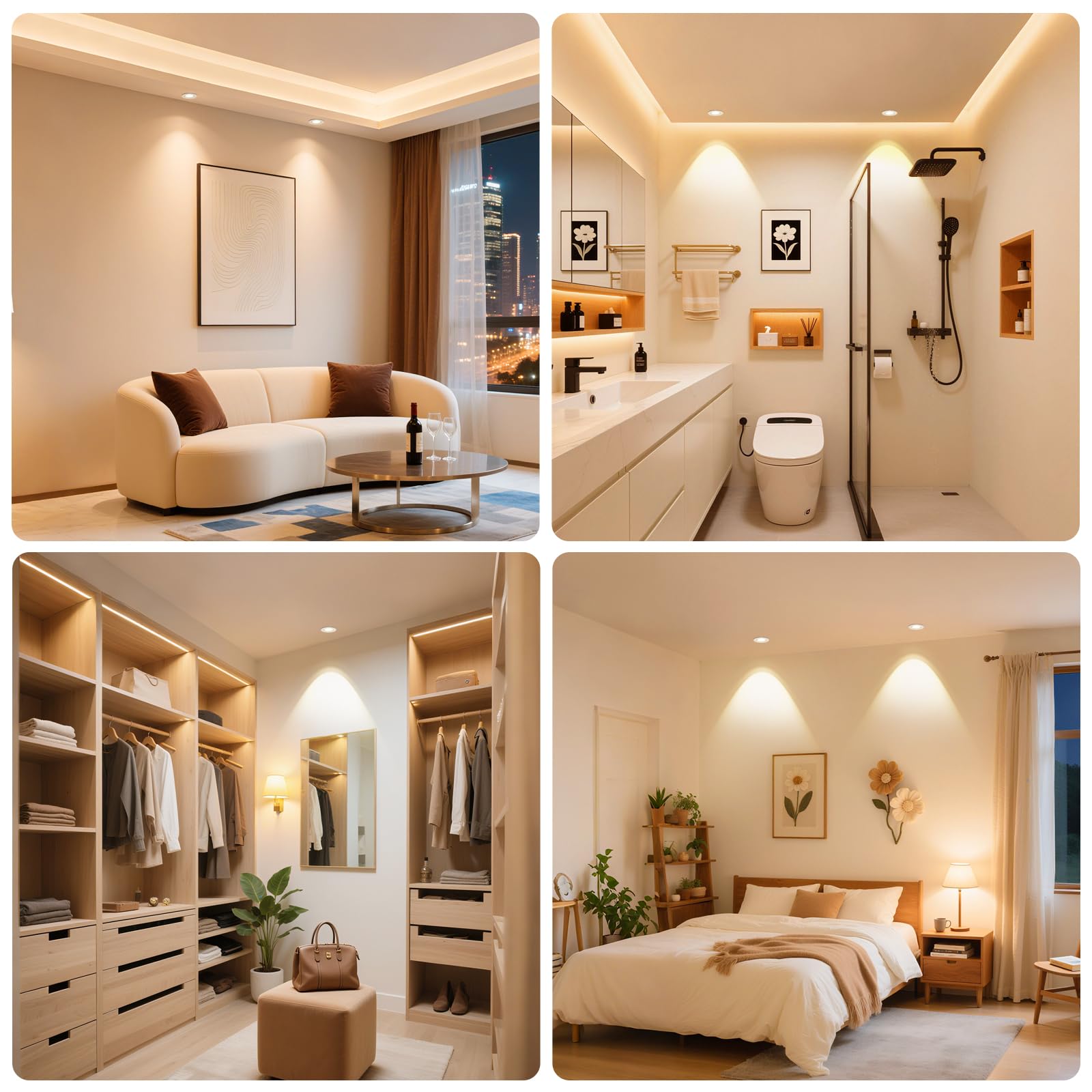 YindaLux 6x Foco empotrable LED 230V 5W 550LM 45° Orientable IP44 Spot de techo 2700K Luz cálida Spot LED Taladro 68mm Luz empotrada Plana GU10 Spots empotrable para Baño Salón Blanco, No regulable