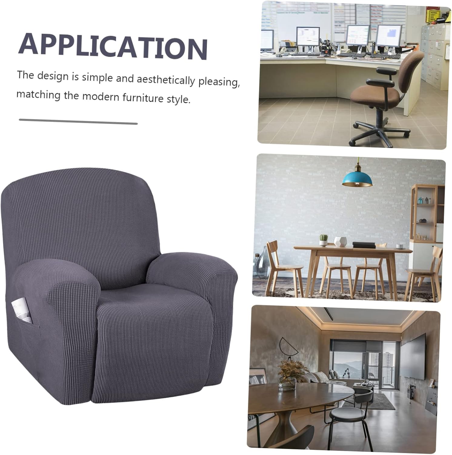 Sosoport Recliner Stretch Sofa Slipcover Premium Chaise Cover for Recliner Couch and Washable Furniture Protector for Home and Office Simple Design Seat