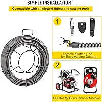 Vista 6 de VEVOR Cable de limpieza de drenaje de 75 pies x 3/8 pulgadas con núcleo sólido, cable para alcantarillado, cable limpiador de sifón, cable