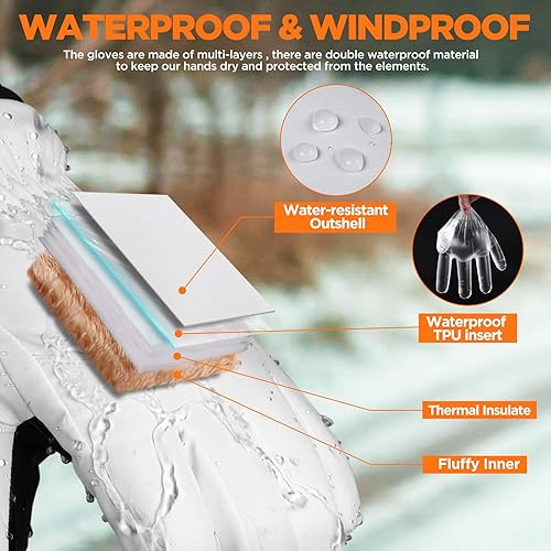 Miniatura 3 de rivmount- Guantes de invierno impermeables phombre y mujer dedos Touchscreen resistentes al viento, térmicos pesquí, nieve, correr, conducir,