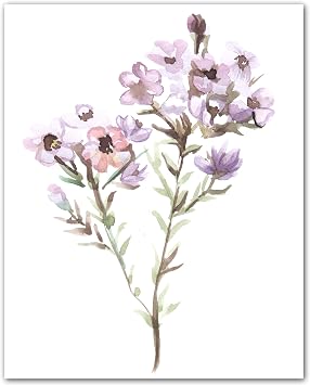 ZUKIY Lilac Meadow Spray - 8x10 Unframed Lilac Flower Wall Art Print - Watercolor Botanical Floral Wall Art for Bedroom Bathroom Hallway Office or Guest Room - Soft Botanical Decor Poster
