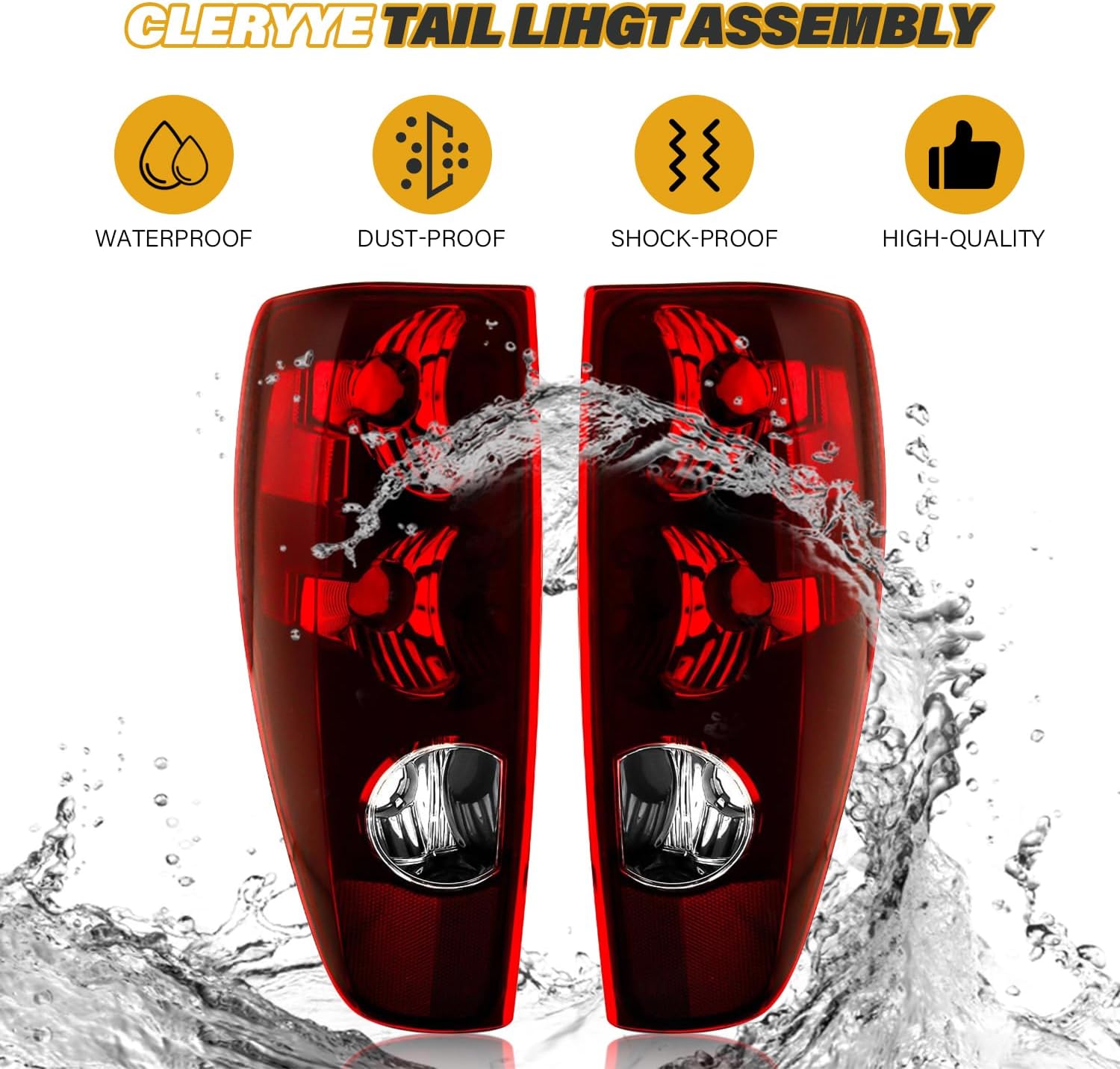 Tail Light Assembly in Pair Compatible with Chevrolet Colorado & GMC Canyon 2004-2012, OE-Style Halogen Brake Rear Lamp Replacement, w/Lens & Housing Only, Left and Right Side