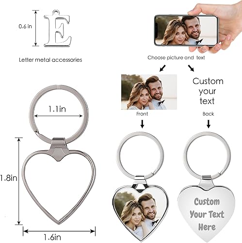 Miniatura 3 de Easycosy Llavero personalizado con texto de imagen, llavero grabado personalizado, regalos de fotos personalizados para hombres, mujeres y familia