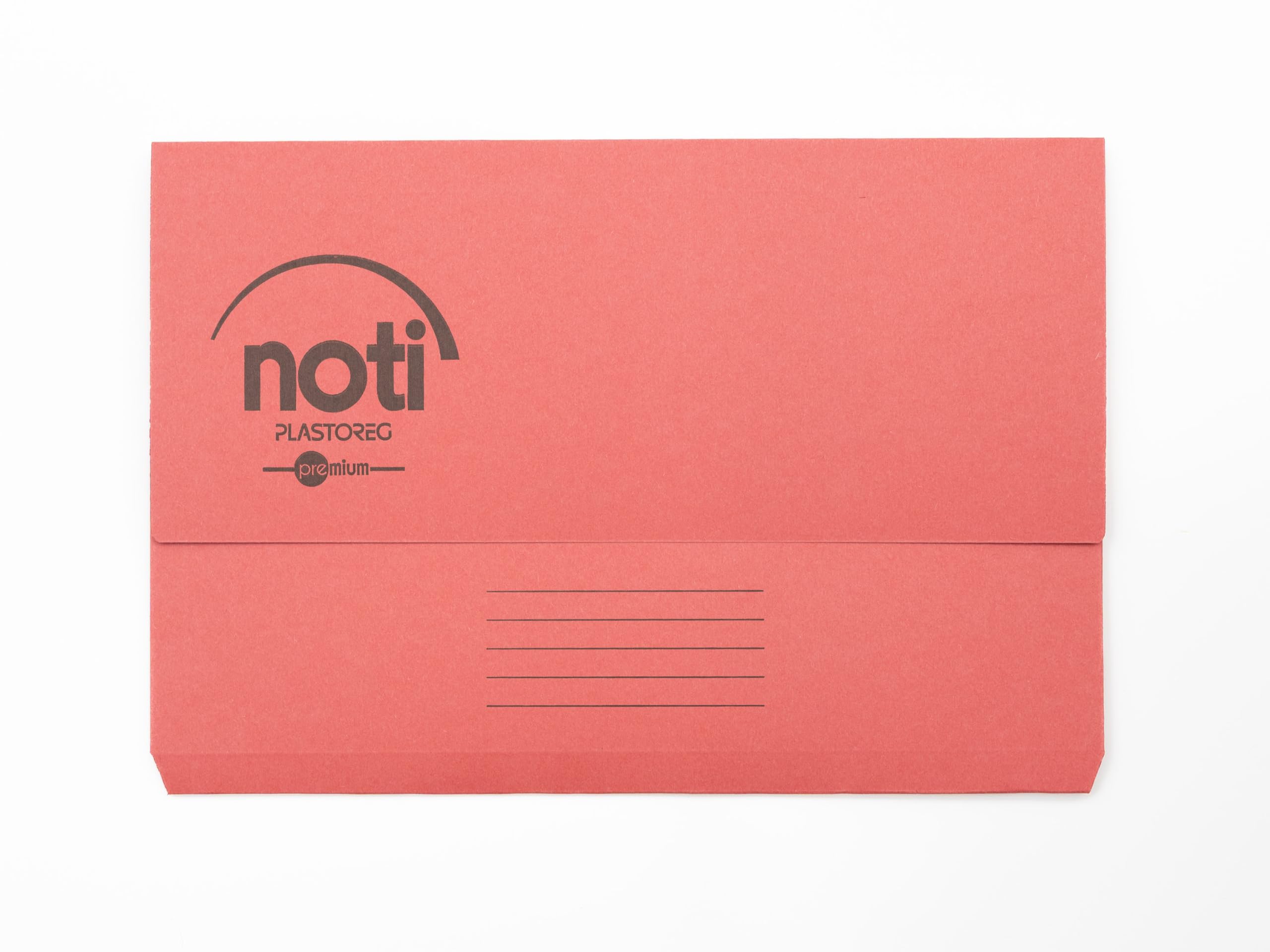 Noti Premium Document Wallet Foolscap, 100% Recycled Paper, 285gsm Manilla, Red, Pack 25