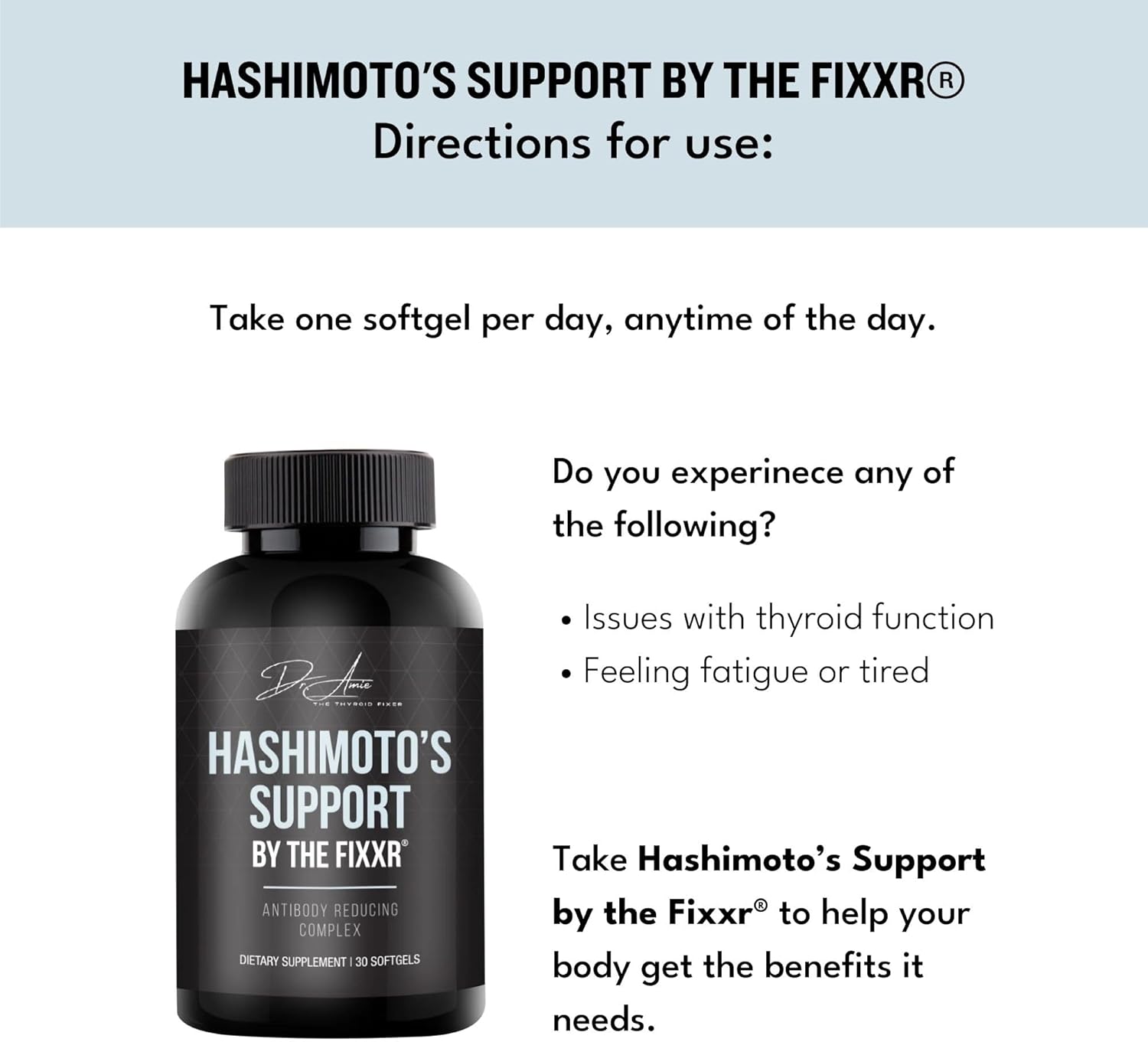 Hashimoto's Support by Dr. Amie | Antibody Reducing Complex | 30 Day Supply, 30 Softgels