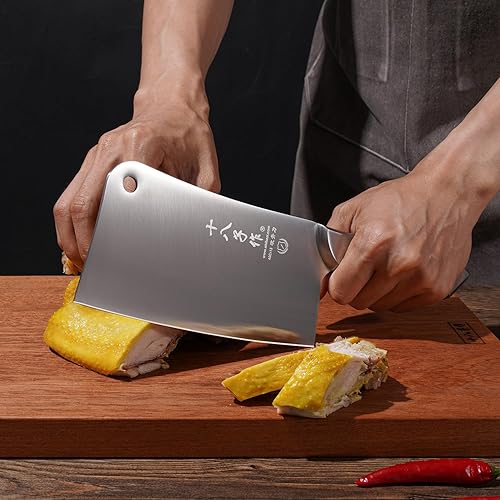 Vista 9 de SHI BA ZI ZUO Cuchillo de acero inoxidable resistente para cortar huesos caseros