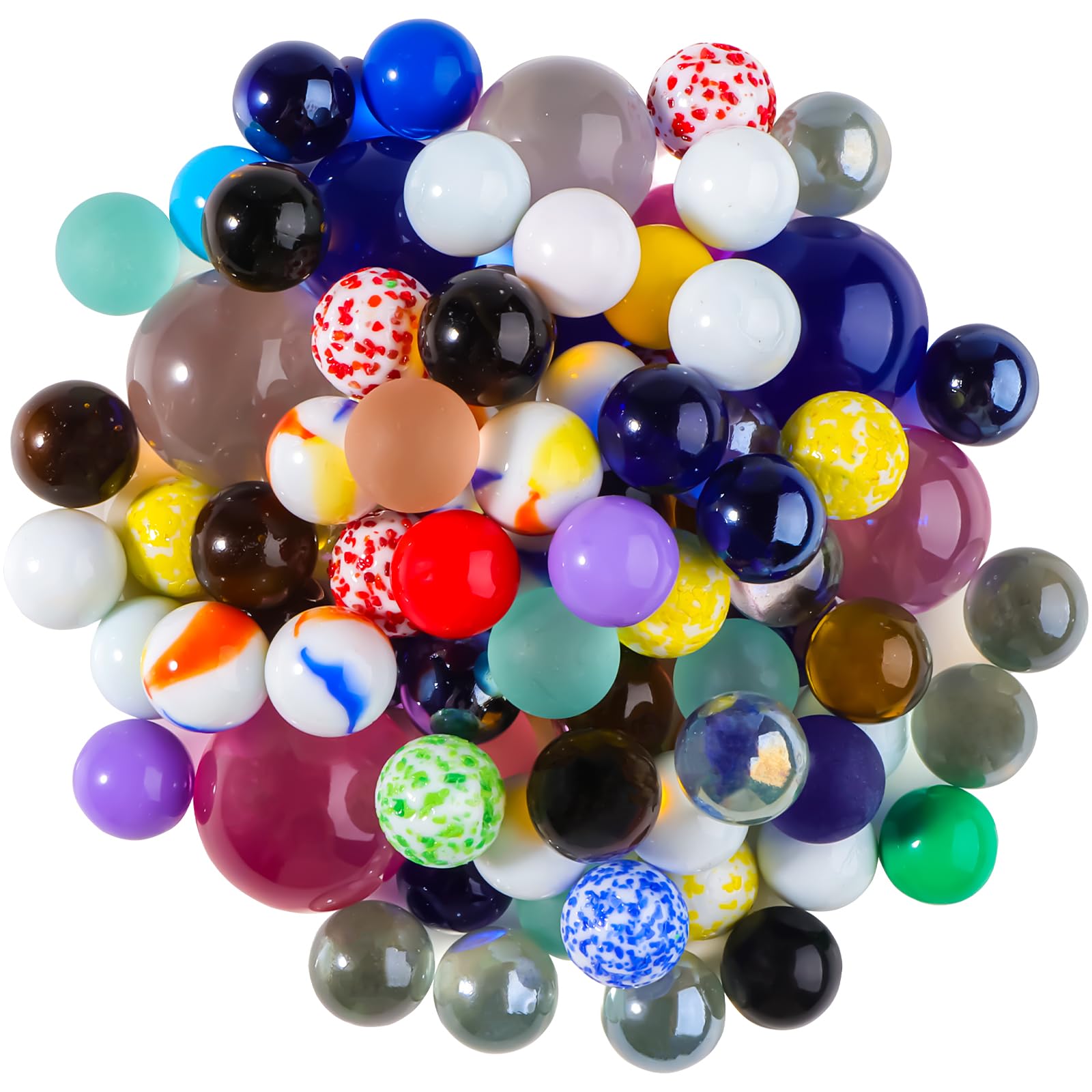 86 Piezas Canicas Cristal de Colores Canicas Vidrio Grandes y Pequeños Bolas de Cristal Canicas Multicolor Glass Marbles para Niños Juego de Canicas Decoración de Plantas, 16/25 / 30 mm