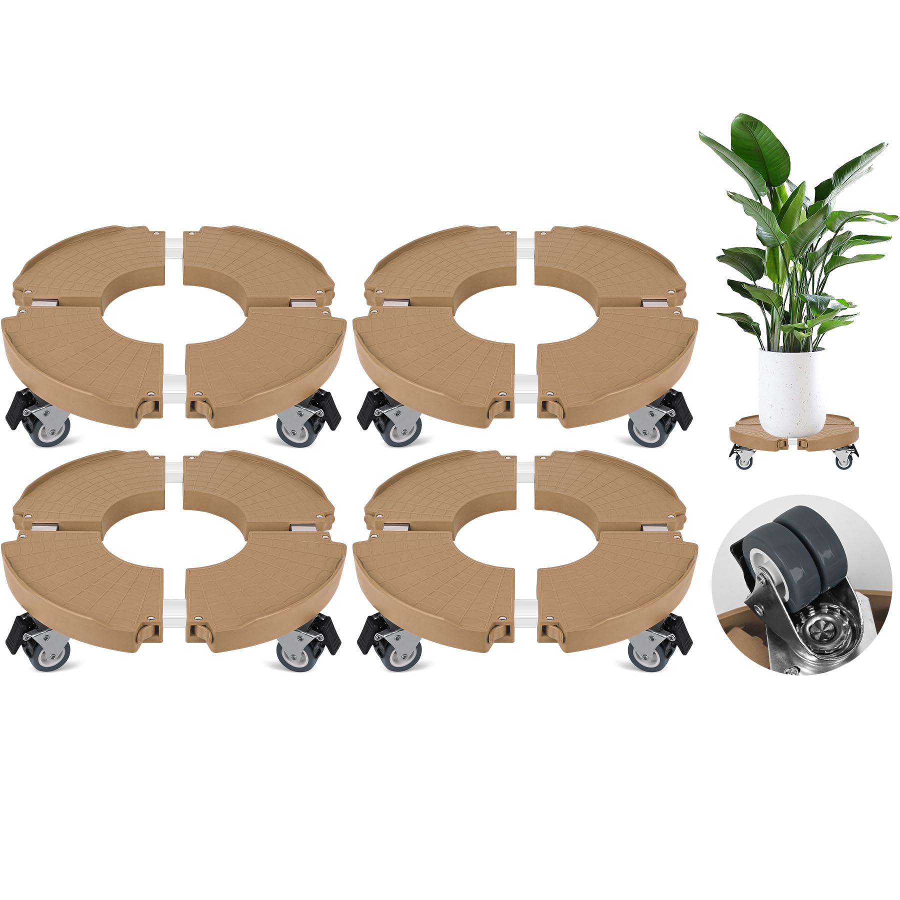 Rolling Plant Caddy Stands - 2 Pack, Heavy Duty -18