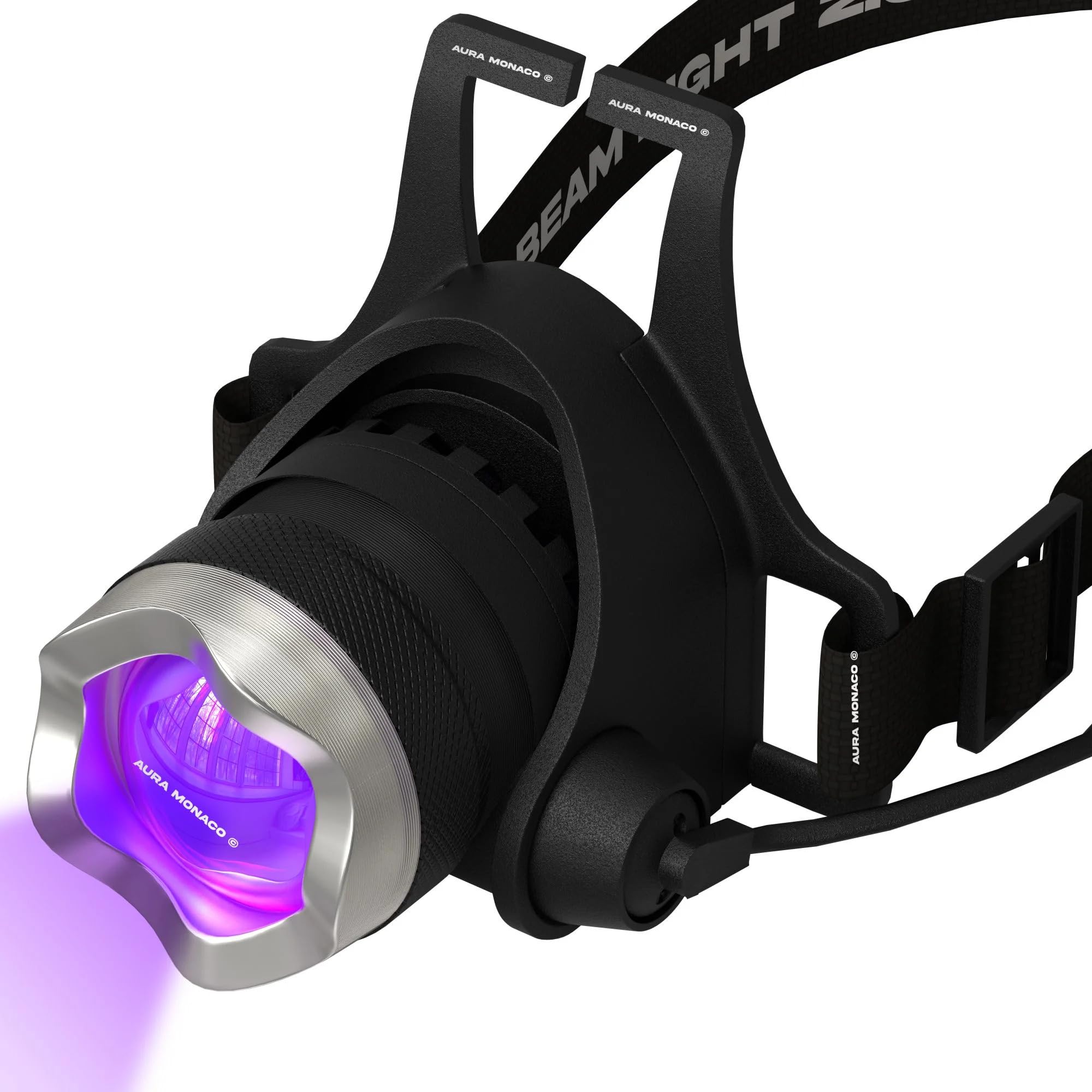 AURA Monaco | Beam Light UV Lash System 2.0 – Freihändige UV-LED-Kopflampe mit Fußpedal für Wimpernverlängerung, 1–2 Sek. Aushärtung, kein Gestell nötig, wenig Dämpfe, verstellbar, ideal für Profis