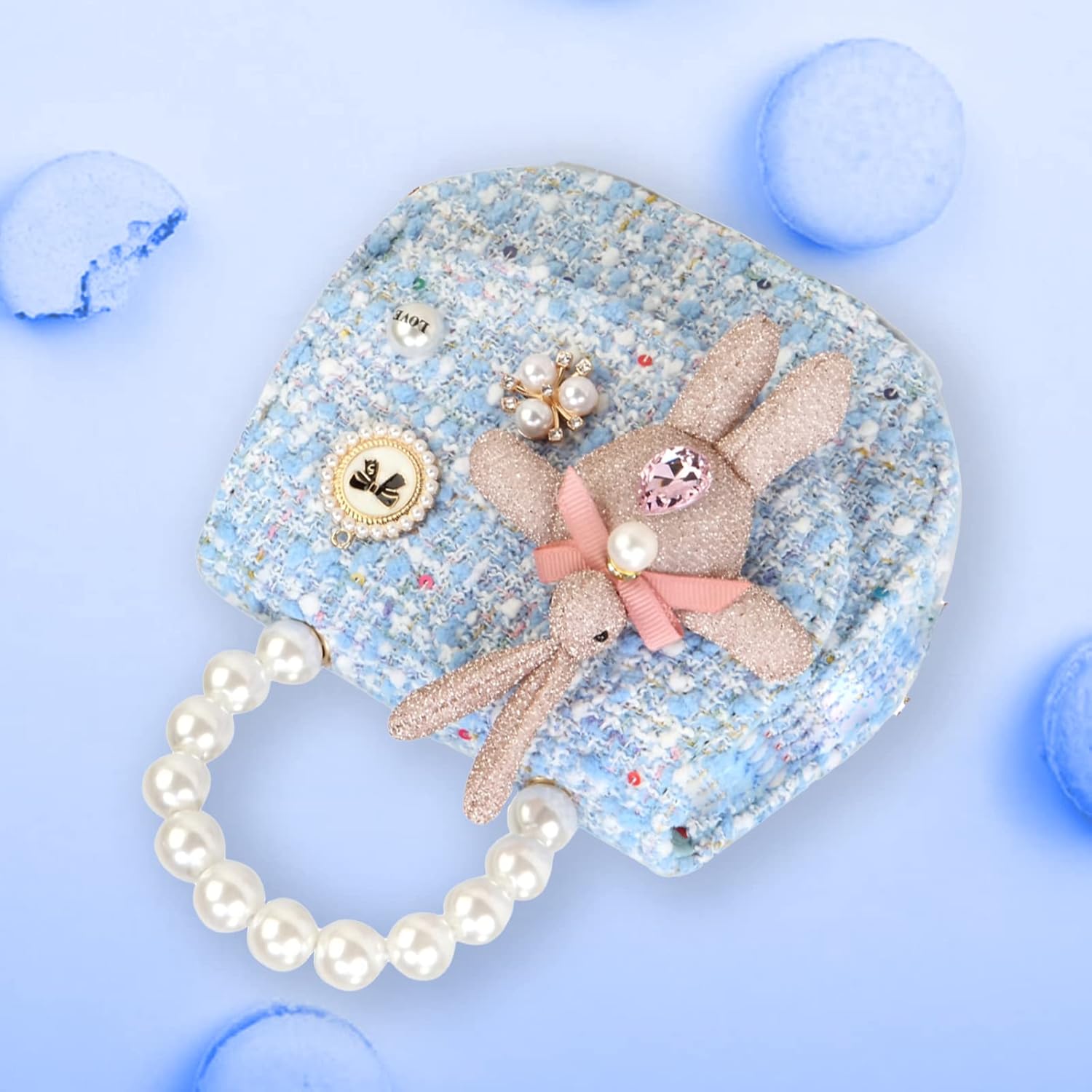 Girls Princess Bunny Purses Cute Crown Crossbody Bag Handbag with Pearl Handle for girls | Princess, Bunny, Cute, Crown, Pearl Handle, for girls - Image 3