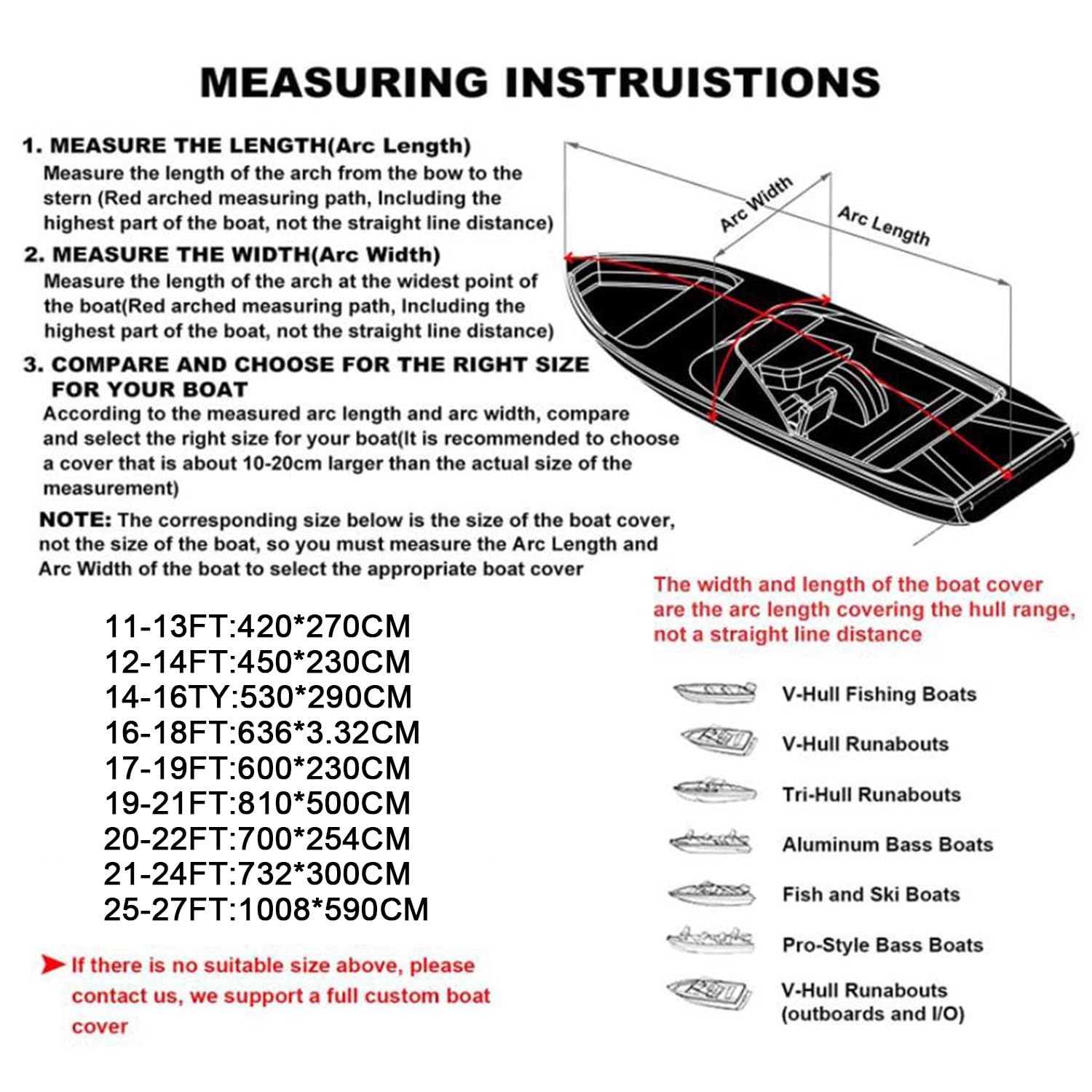Telo Copri Barca Impermeabile 420d Tela in Poliestere Di Grado Marino Rimorchiabile Con Cinghia Di Serraggio,per Scafo a V 11-27 Piedi,Tri-Scafo,Barca Da Pesca,Black-19-21FT