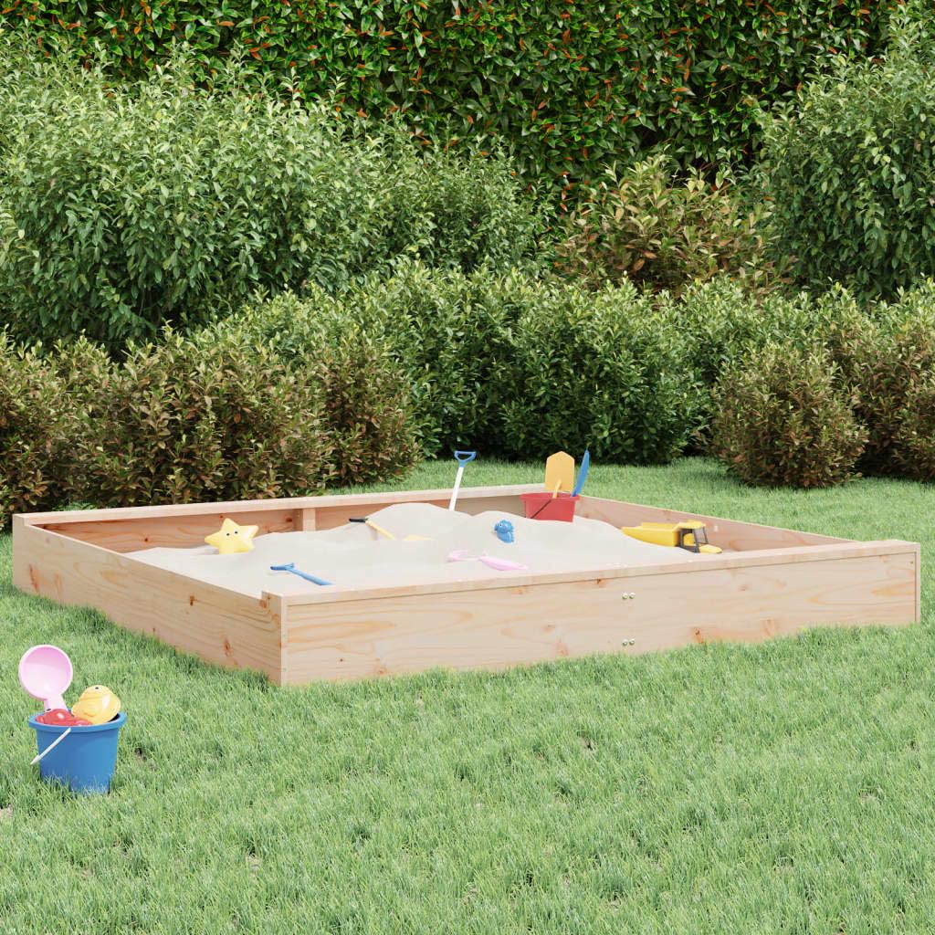 Bac à sable carré en pin massif avec 2 bancs, 160 x 160 cm, pour enfants de 2 à 8 ans, extérieur, jardin, terrasse, aire de jeux pour bouer, construire et bouer