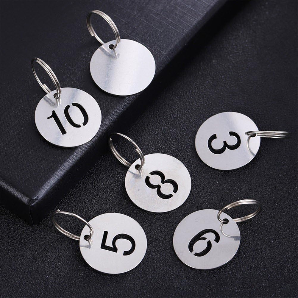 50 étiquettes Numérotées En Acier Inoxydable - Pour Clés, Casiers, équipements (4,1 X 2 Cm, Trous Percés)