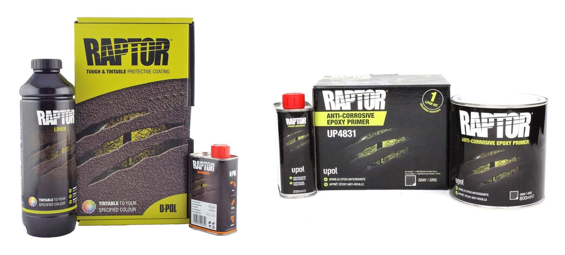 U-Pol Raptor Tintable Liner Kit 1L Truck Coating & Epoxy Primer Upol 3872523345848