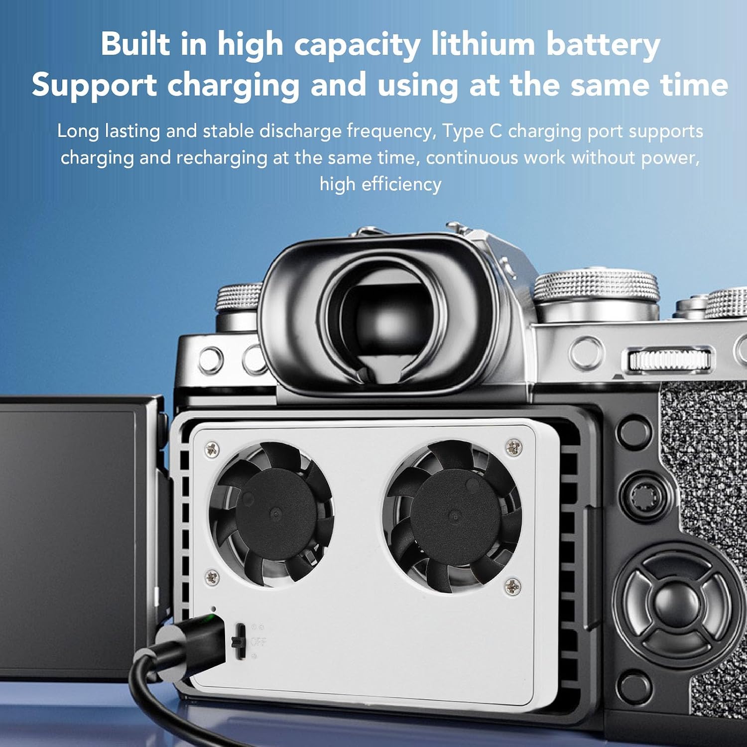 Camera Cooling Fan, Dual Fan Design 2 Speed Quiet Cooling System with Temperature Control, Compatible with R6, R7, for A7M4, ZVE1, A6700, A7C2, ZV1, Quick Heat Dissipation