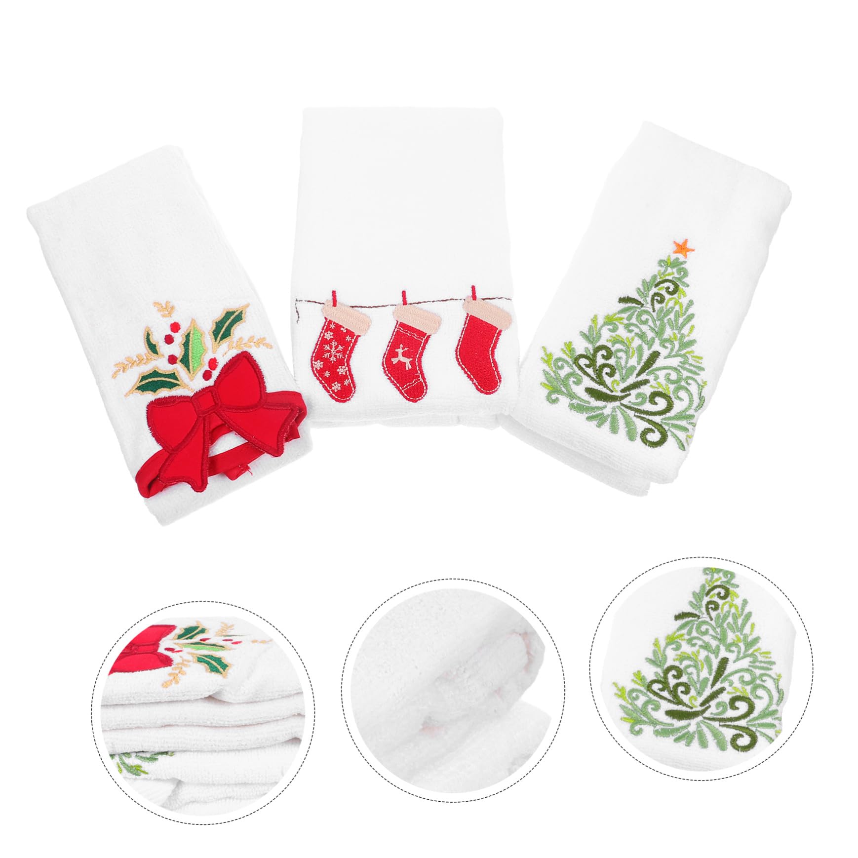 ULTECHNOVO 3 Pezzi Asciugamani in Ricamati per Natale Strofinacci Festivi per Cucina e Bagno Decorazioni Natalizie Eleganti Regalo Versatile per Feste