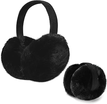 Winter Ear Muffs for Women Soft Fluffy Foldable Earmuffs, Warm & Comfortable Cold Weather Accessory