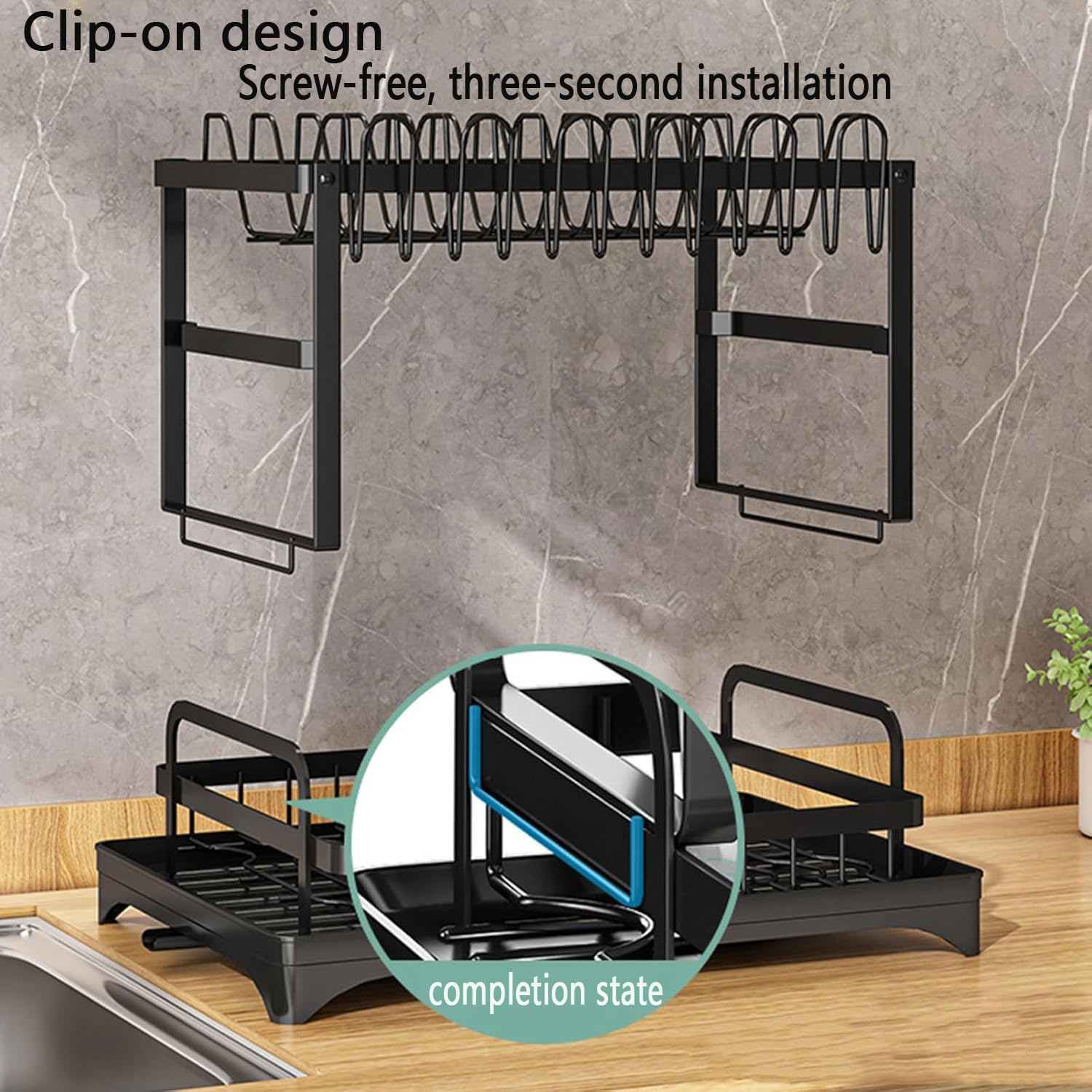 Escurreplatos Acero Inoxidable Cocina, Multifunción Escurridor De Platos Desmontable De 2 Niveles, Escurridor de Platos para Fregadero con Bandejas de Goteo,Soporte de Cubiertos Soporte de Vaso