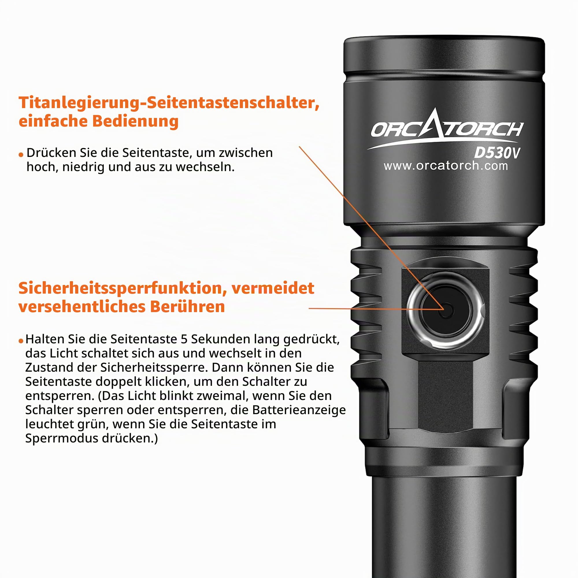ORCATORCH D530V Tauchlampe, 1200 Lumen Tauchen Video Licht 120 Grad Super Wide Beam Angle, Unterwasser 150 Meter IP68 Wasserdicht Fotografie Licht mit Kugelgelenk
