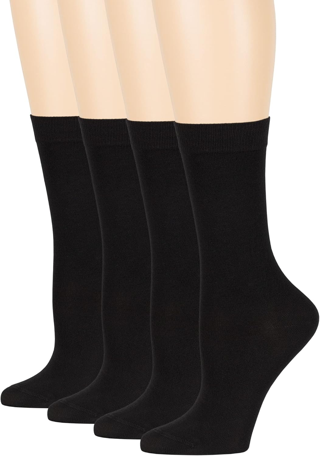 7BigStars Women Viscose From Bamboo Dress Socks, Solid Patterned Crew Fit, 4 Pairs Breathable Seamless for Work Daily Wear