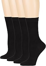 7BigStars Women Bamboo Dress Socks - Solid and Patterned Crew Fit, 4 Pairs Breathable Seamless Socks for Work or Daily Wear