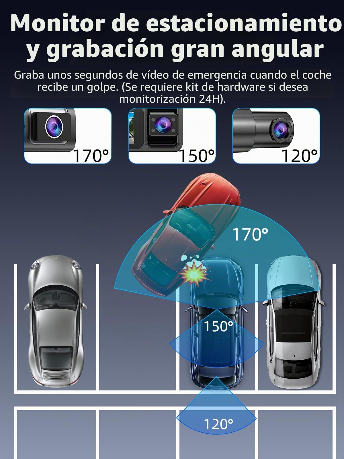 Dashcam Cámara Coche 4K+1080P, 5GHz WiFi Dash CAM Coche Frontal y Trasera con App, Tarjeta 64GB Gratis, Visión Nocturna, WDR, G-Sensor, Grabación en Bucle, Soporta Modo Parking 24H, MAX 128G