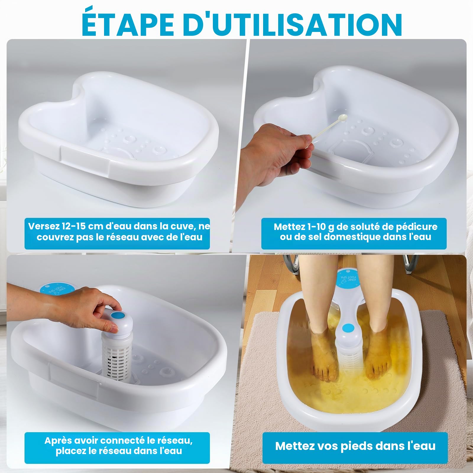 Bain de pieds ionique, appareil de massage pour bain de pieds, bain de pieds détox, détoxification par électrolyse, système de bain de pieds ionique, machine de nettoyage portable pour les pieds