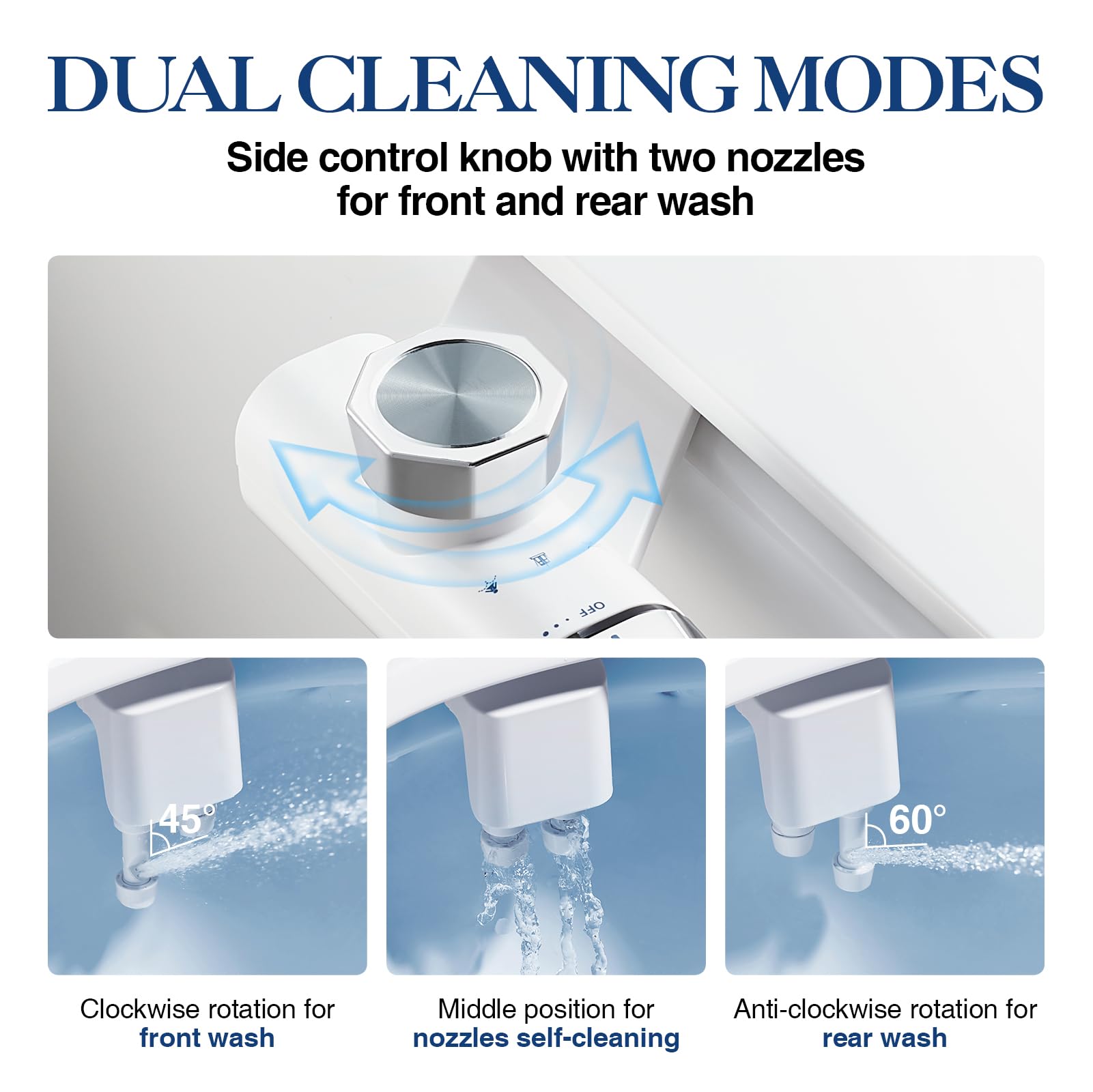 Pulvérisateur Bidet de Toilette Jet d’Eau Froide Toilette Japonaise Autonettoyante Non Electrique avec Double Buses Rétractables Autonettoyantes Nettoyage Avant et Arrière(TT17NA)