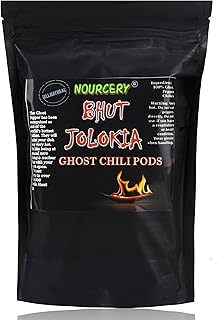 Nourcery Bhut Jolokia Chili Whole 100 Grams | Ghost Pepper | Naga Chili | King Chili | Raja Mirchi | Sundried | Organically Grown | Fire up any dish with a dash of this chili | Hottest Chili in India
