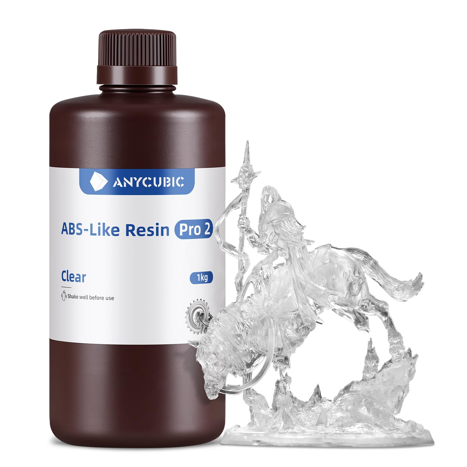 ANYCUBIC ABS-Like Resin Pro 2 pour Imprimante 3D LCD, Haute Précision et Faible Odeur, Résine Photopolymère UV 405nm, Compatible LCD/DLP (Transparente, 1kg)