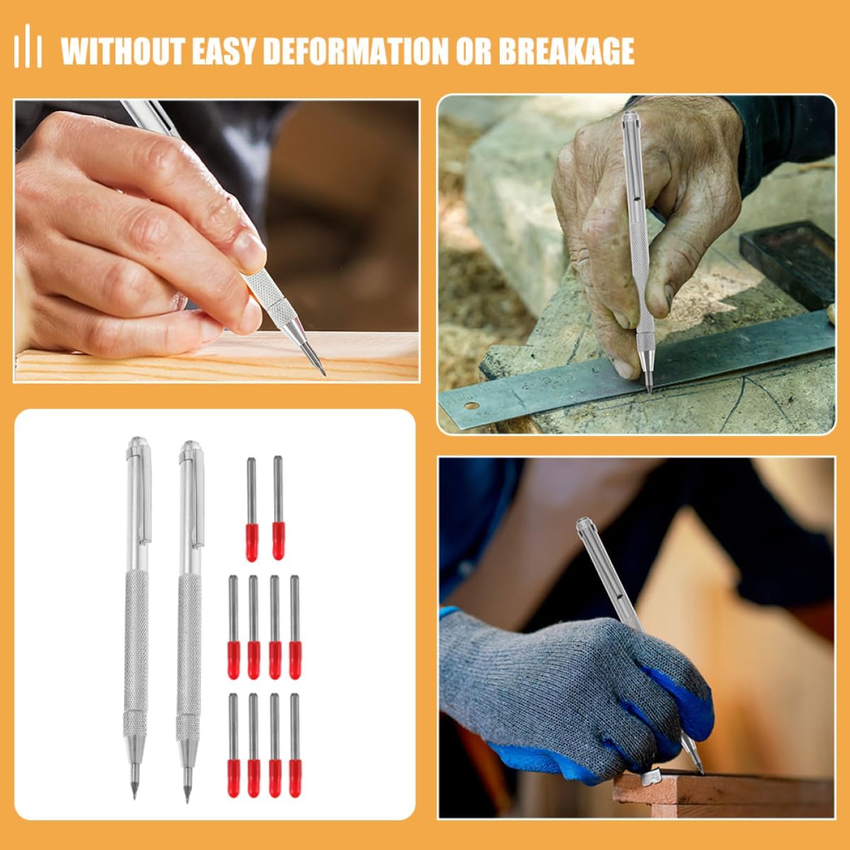 SHINEOFI 5sets Engraving Marking Pen with Replacement Tips Tungsten Scriber Tool for Accurate Marking Glass Tile for Carpenters Builders Painters Kit